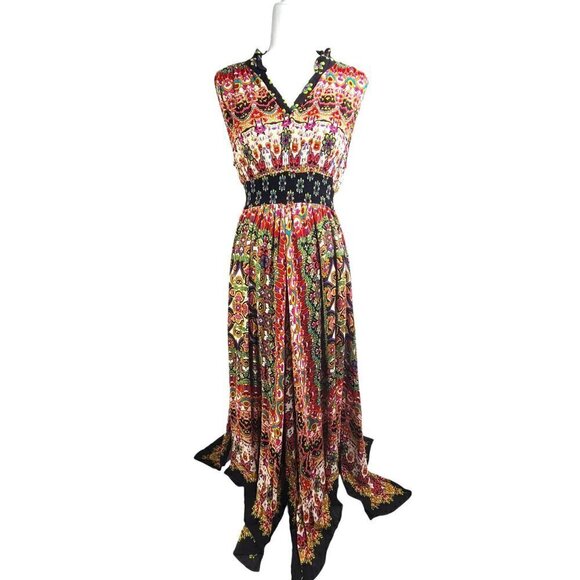Bila BEAUTIFUL Boho Empire Cut Sharkbite Hem Black Sleeveless Maxi Dress - Picture 1 of 8